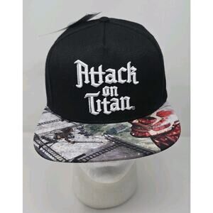 BIOWORLD ATTACK ON TITAN SUBLIMATED BILL SNAPBACK CAP HAT BLACK ANIME NWT